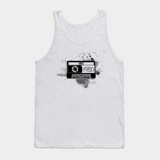 1980s Vintage, 80s Black Cassette Tank Top